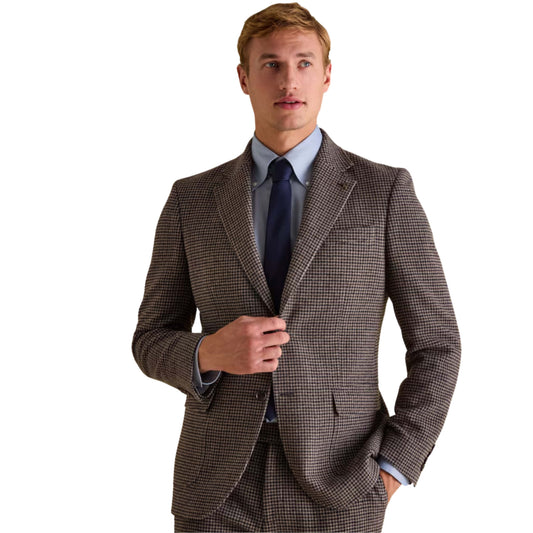 JULES Mens Jackets S / Multi-Color JULES - Slim Fit Dogtooth Texture Suit Jacket
