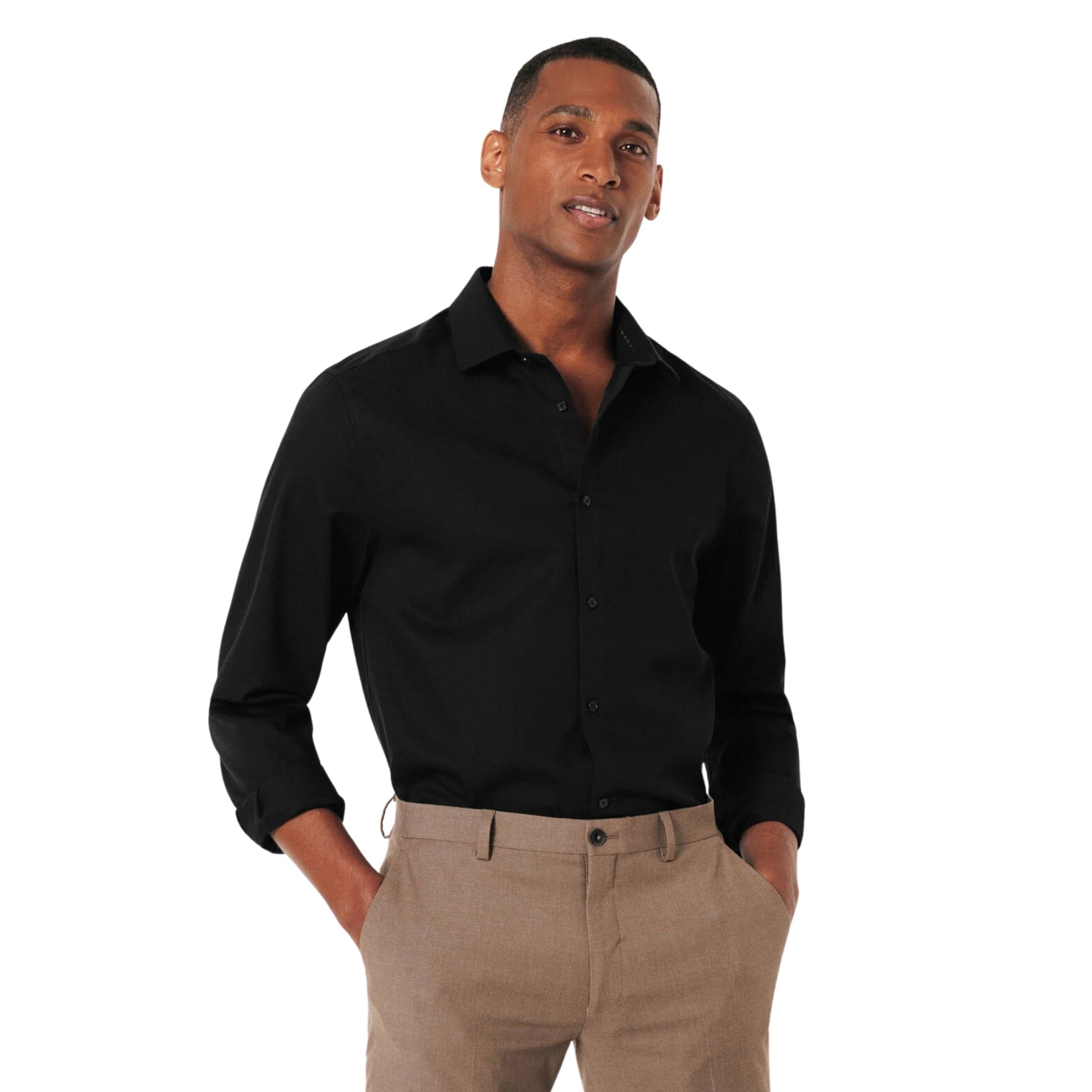 JULES Mens Tops S / Black JULES - Textured cotton button up shirt