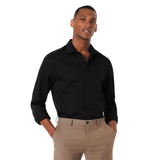 JULES Mens Tops S / Black JULES - Textured cotton button up shirt