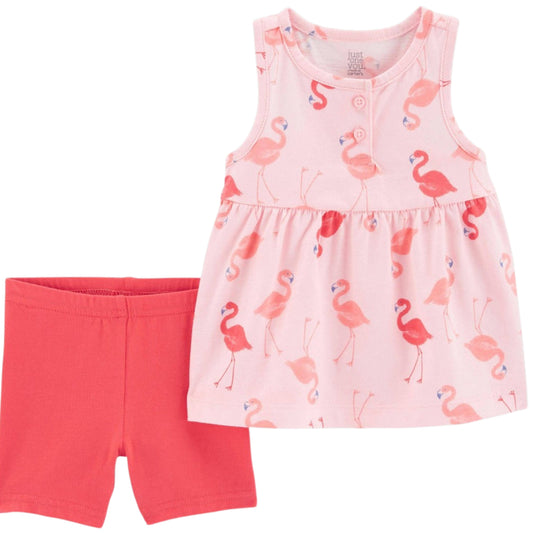 JUST ONE YOU Baby Girl 3 Month / Coral JUST ONE YOU - Flamingos Top & Bottom Set