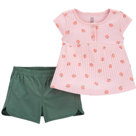 JUST ONE YOU Baby Girl 9 Month / Multi-Color JUST ONE YOU - Peaches Top & Bottom  Baby Set of 2 Piedes