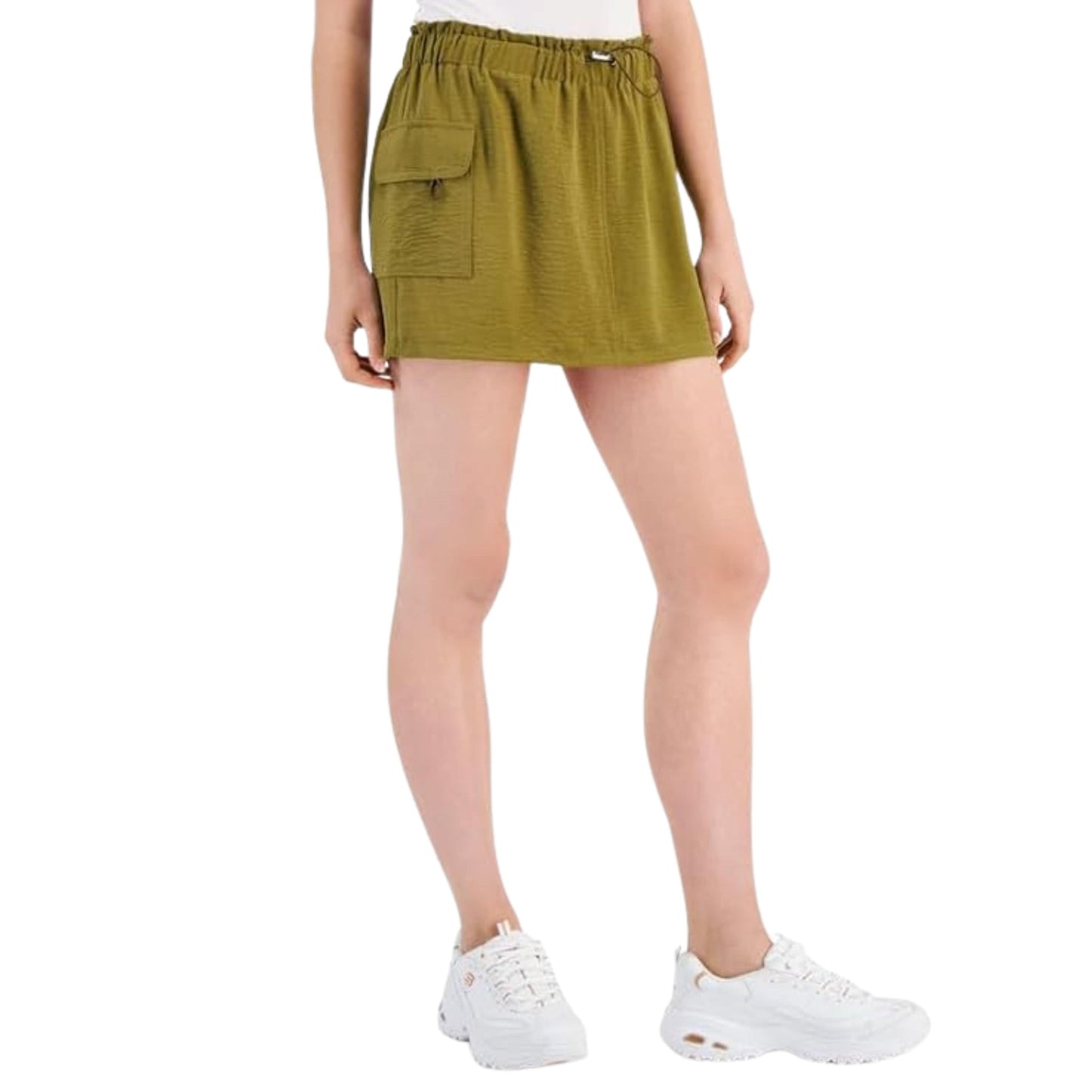 JUST POLLY Womens Bottoms S / Green JUST POLLY - Drawcord-Waist Side-Pocket Mini Skirt