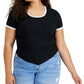 JUST POLLY Womens Tops XXXXL / Black JUST POLLY -  Asymmetrical-Hem Ringer T-Shirt