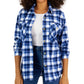 JUST POLLY Womens Tops S / Blue JUST POLLY -  Plaid Print Shacket