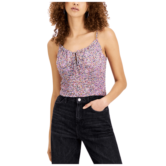 JUST POLLY Womens Tops XS / Multi-Color JUST POLLY - Ruched Mesh Sleeveless Top