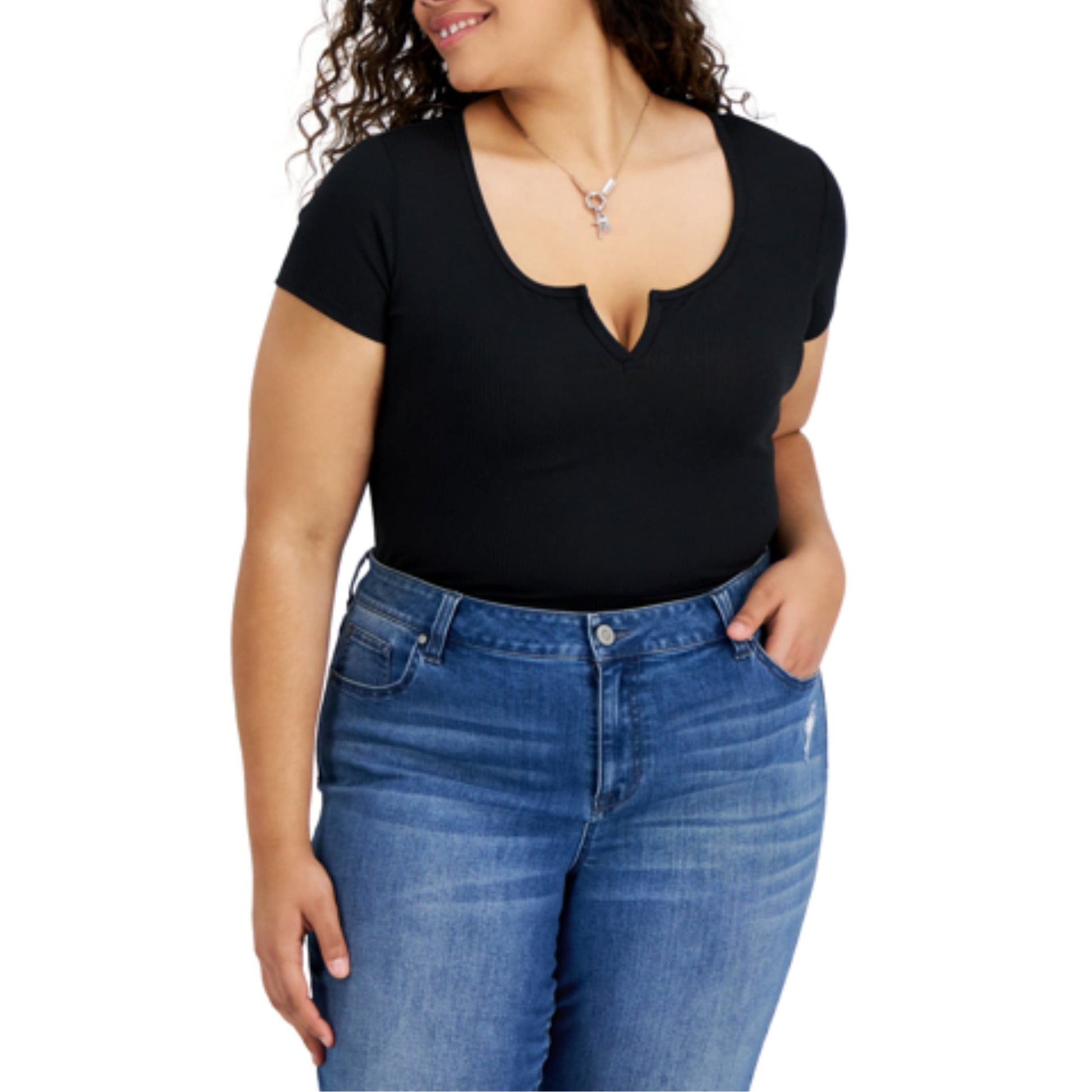 JUST POLLY Womens Tops XXXL / Black JUST POLLY - V-Notch Bodysuit