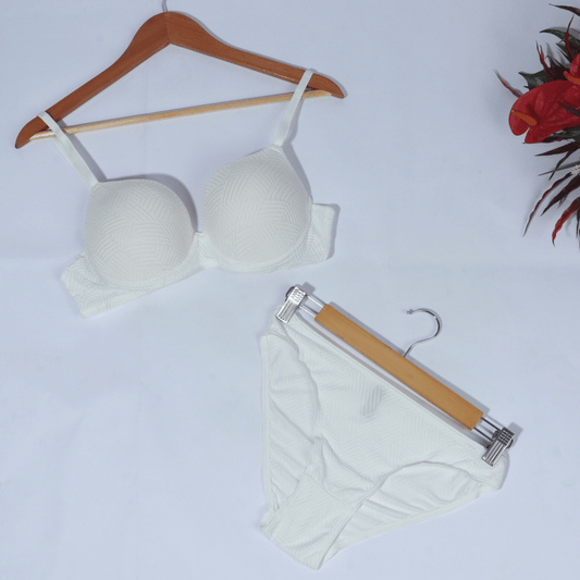 KARAZ Womens Underwear 90 / White KARAZ - Lace Geometric Design Set