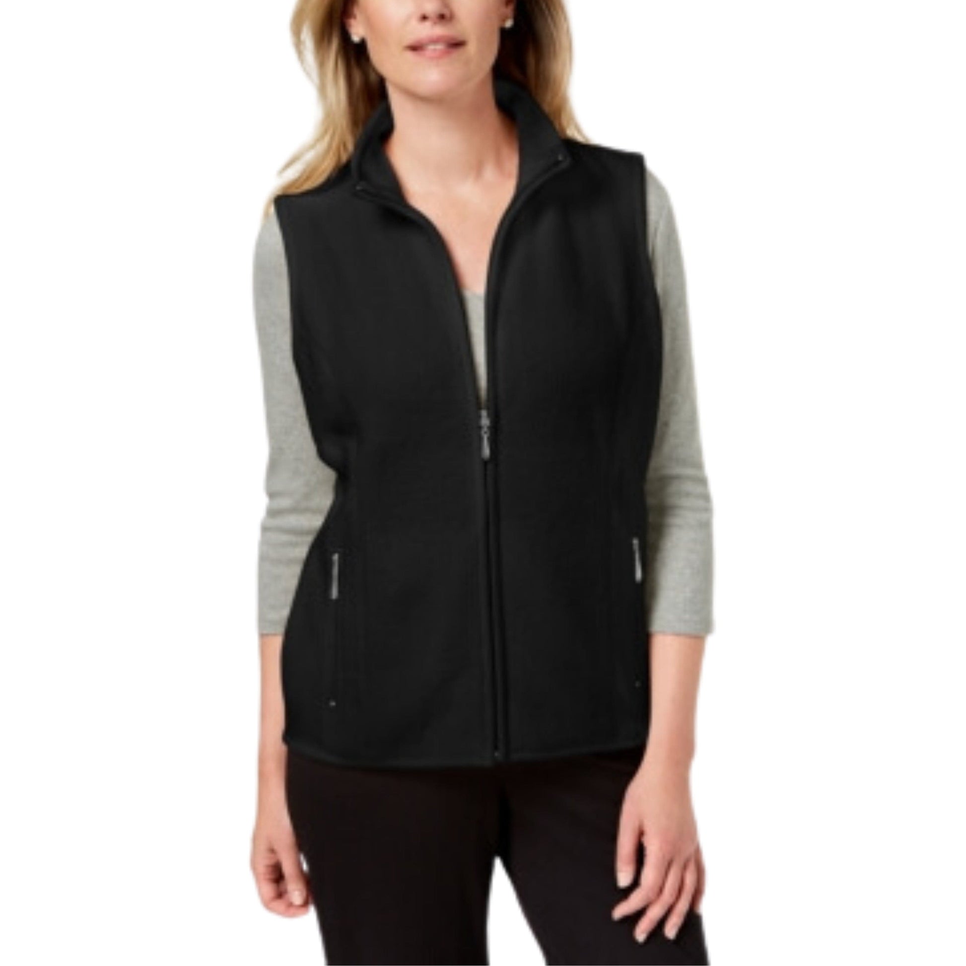 KAREN SCOTT Womens Jackets XXL / Black KAREN SCOTT - Plus Size Fleece Zip-Front Vest