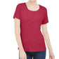 KAREN SCOTT Womens Tops M / Red KAREN SCOTT - Short Sleeve Scoop Neck Top