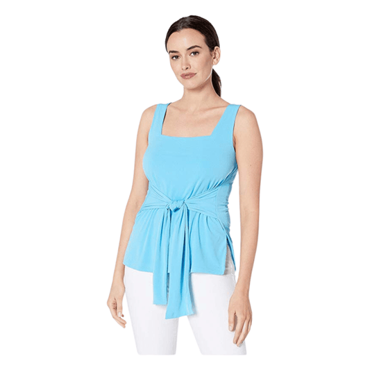 KENNETH COLE Womens Tops XS / Blue KENNETH COLE - Square Neck Tie Front Tank Top
