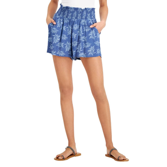 KINGSTON GREY Womens Bottoms L / Blue KINGSTON GREY -  Printed Pull-on Shorts