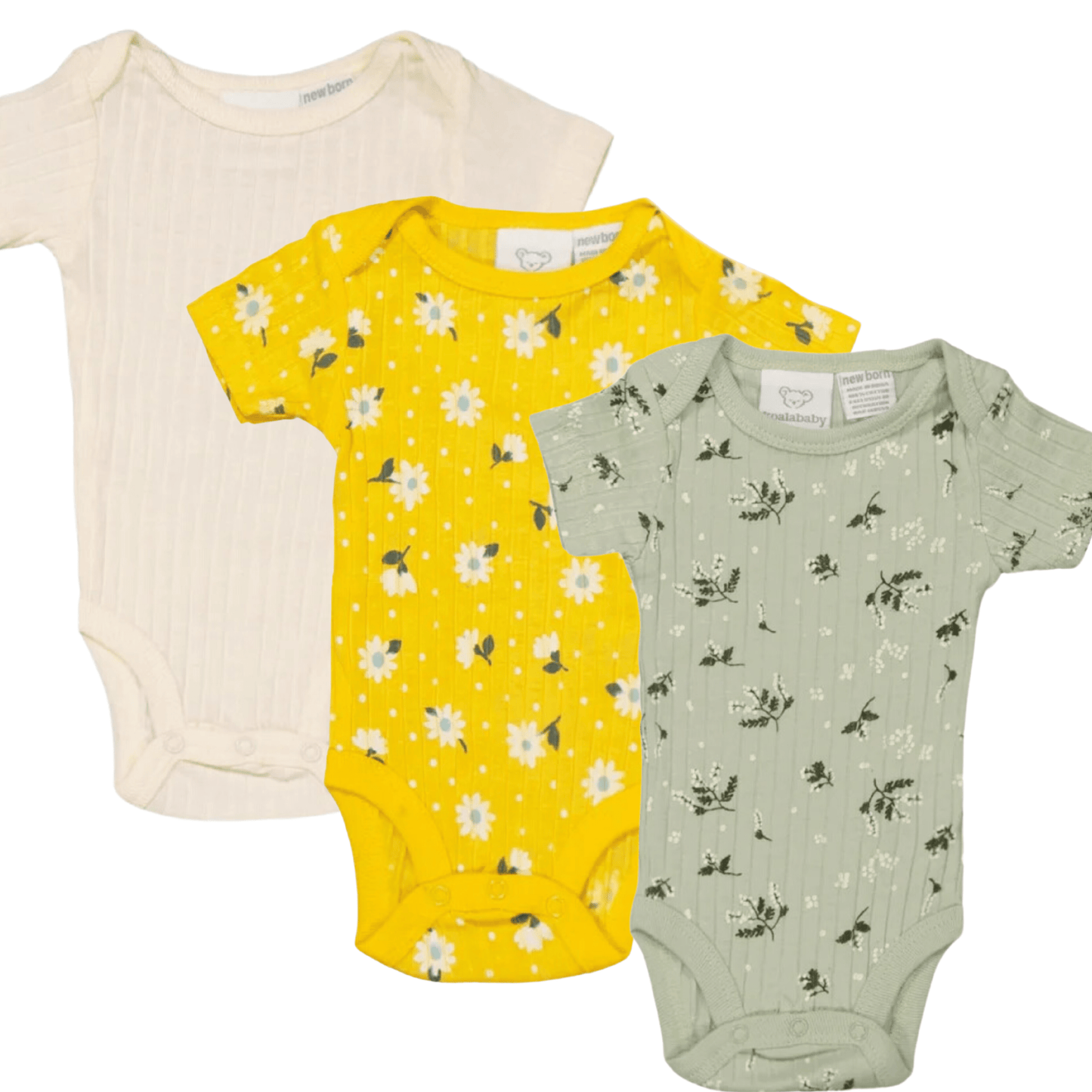 KOALA BABY Baby Girl New Born / Multi-Color KOALA BABY - Baby -  Rib Bodysuit, Pack of 3