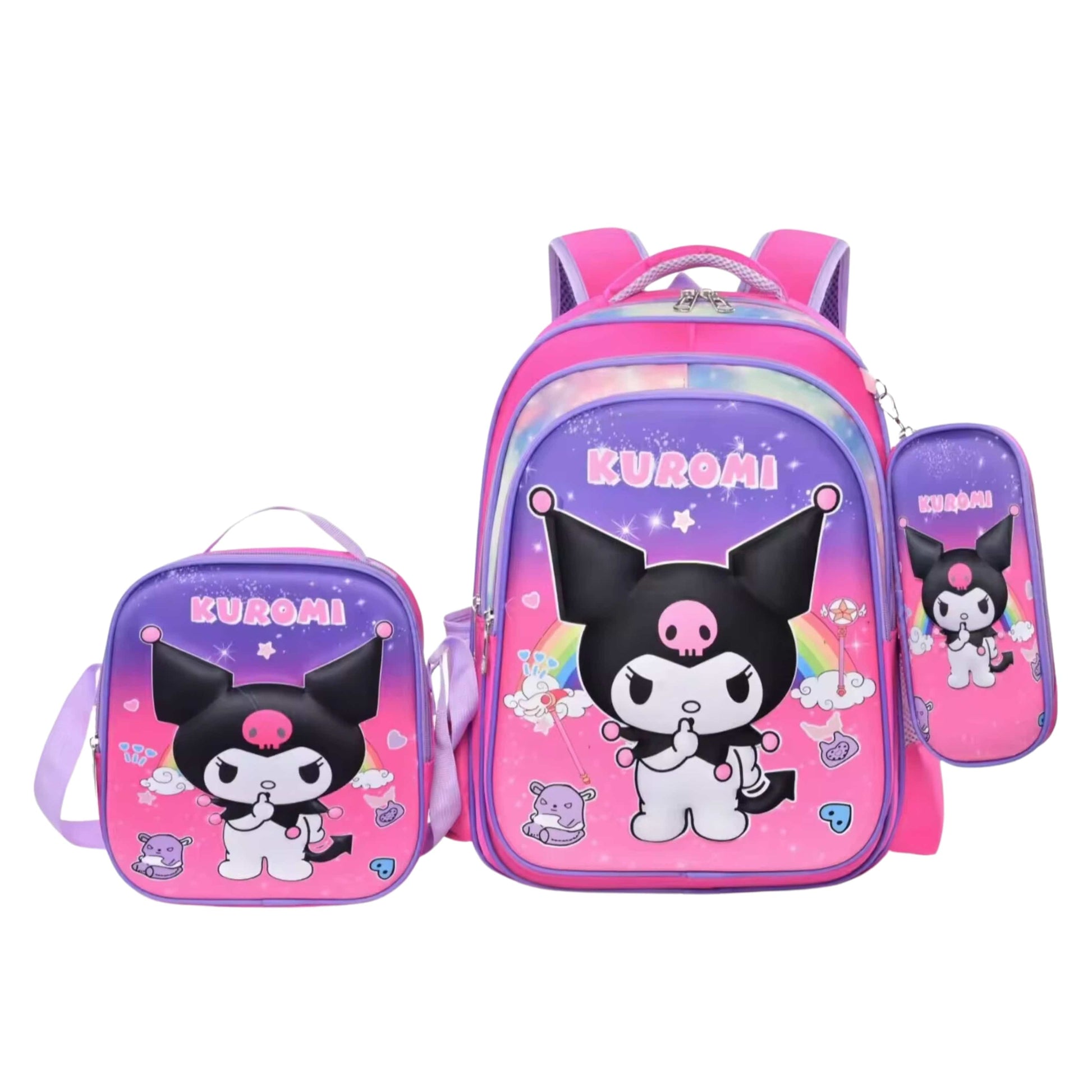 KUROMI School Bags Multi-Color KUROMI -  Three Piece set Waterproof Bag with Lunch Bag and Pencil Case