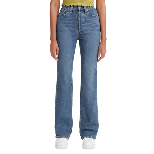 LEVI'S Womens Bottoms XXS / Blue / 24 LEVI'S - Highest High Rise Straight-Leg Ribcage Boot Denim