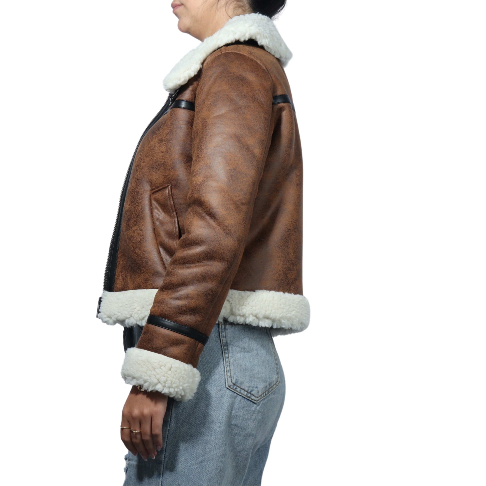 LEVI'S Womens Jackets XS / Brown LEVI'S - Faux fur Womens jacket