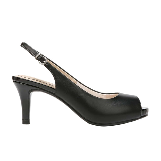 LIFESTRIDE Womens Shoes 38 / Black LIFESTRIDE - Slingback Peep Toe Pumps Sandals