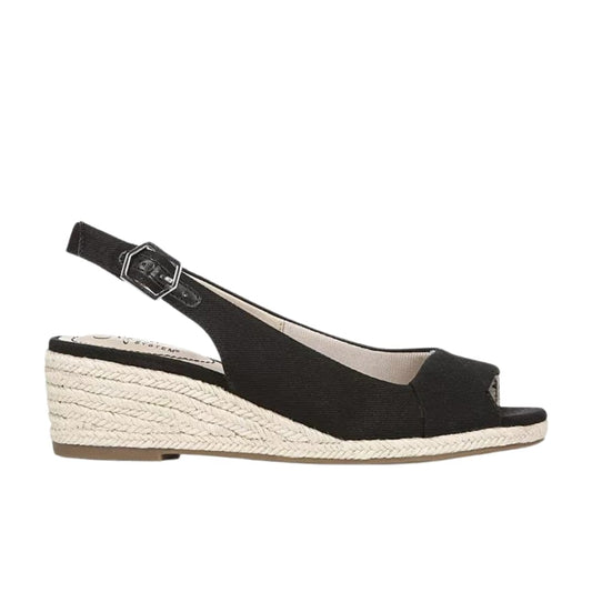 LIFESTRIDE Womens Shoes 40 / Black LIFESTRIDE - Socialite Peep Toe Slingback Espadrille Wedge Sandals