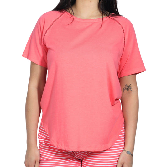 LIZ CLAIBORNE Womens Pajama XS / Coral LIZ CLAIBORNE - Net Detailed T-Shirt