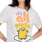 LOVE TRIBE Womens Tops XL / White LOVE TRIBE - Gudetama Graphic Relaxed-Fit Cropped T-Shirt