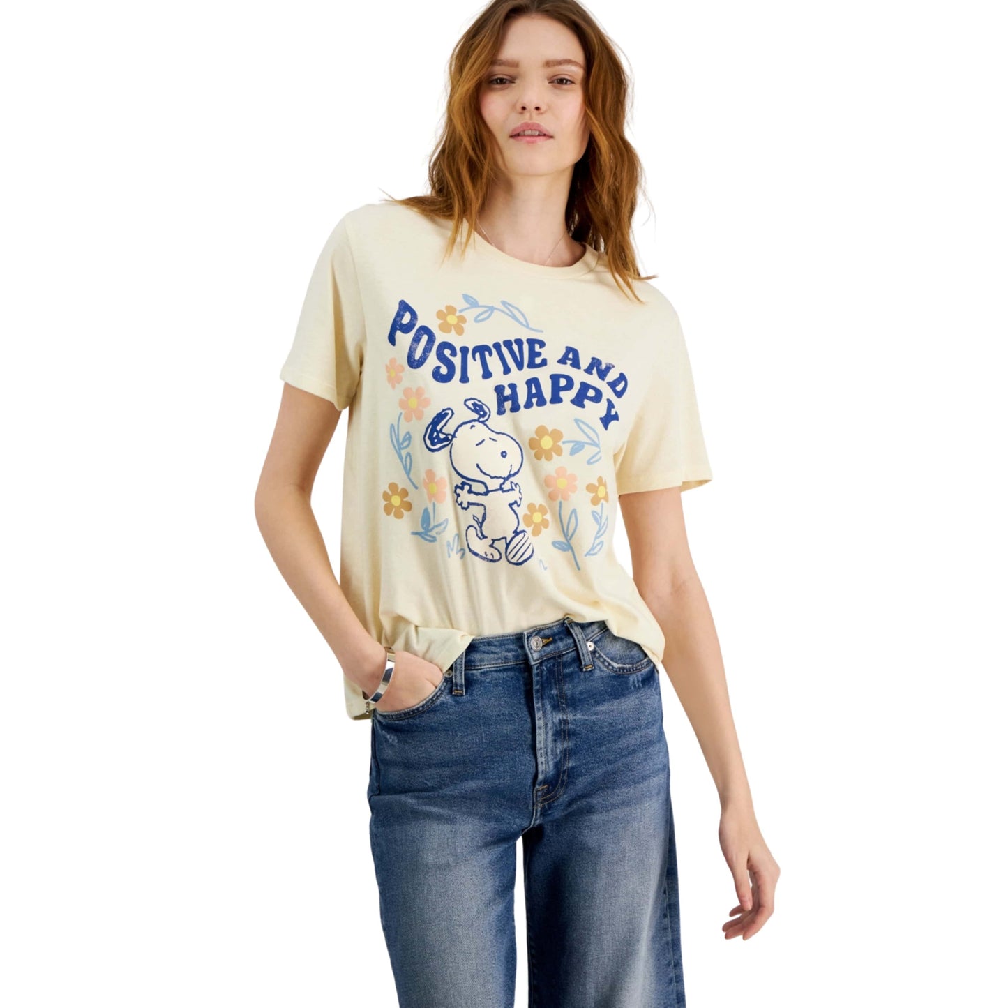 LOVE TRIBE Womens Tops LOVE TRIBE - Snoopy Positive and Happy Graphic T-Shirt