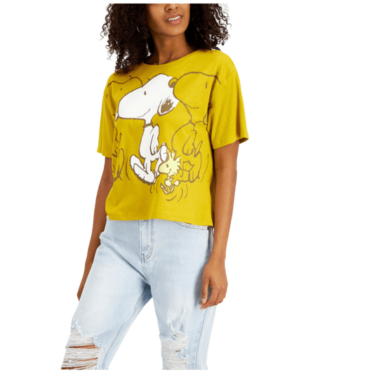LOVE TRIBE Womens Tops XS / Yellow LOVE TRIBE -  Snoopy Short-Sleeve Graphic T-Shirt