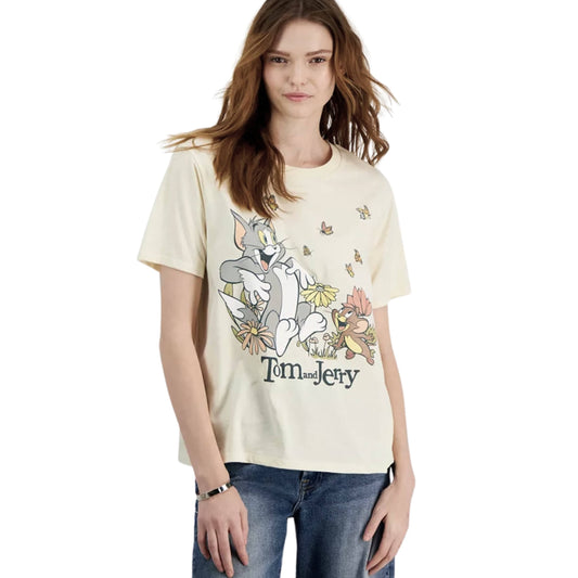LOVE TRIBE Womens Tops XL / Beige LOVE TRIBE - Tom and jerry graphic print t-shirt