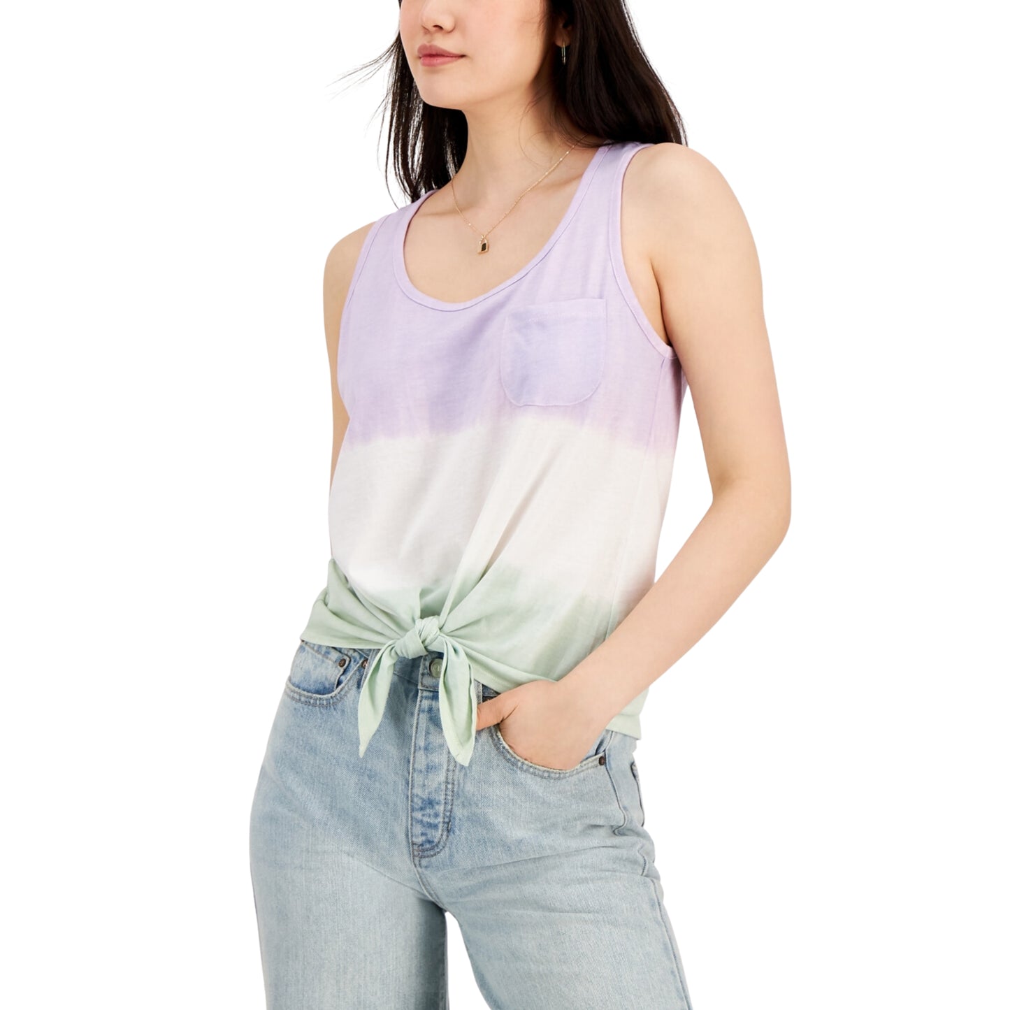 REBELLIOUS ONE - Dip-Dye Tie-Hem Tank Top