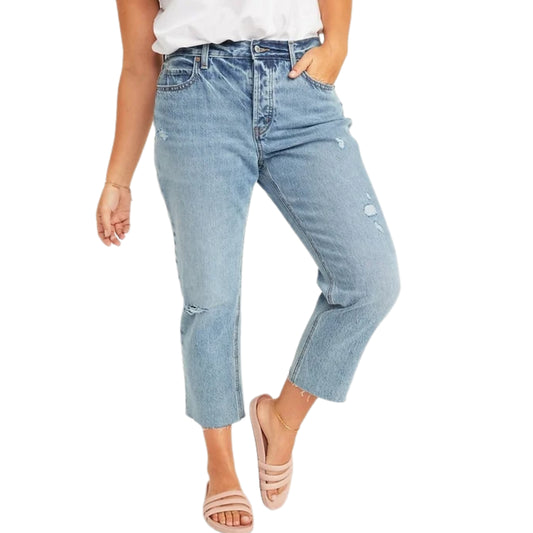 OLD NAVY - High-waisted Slouchy Straight Distressed Cropped Jeans