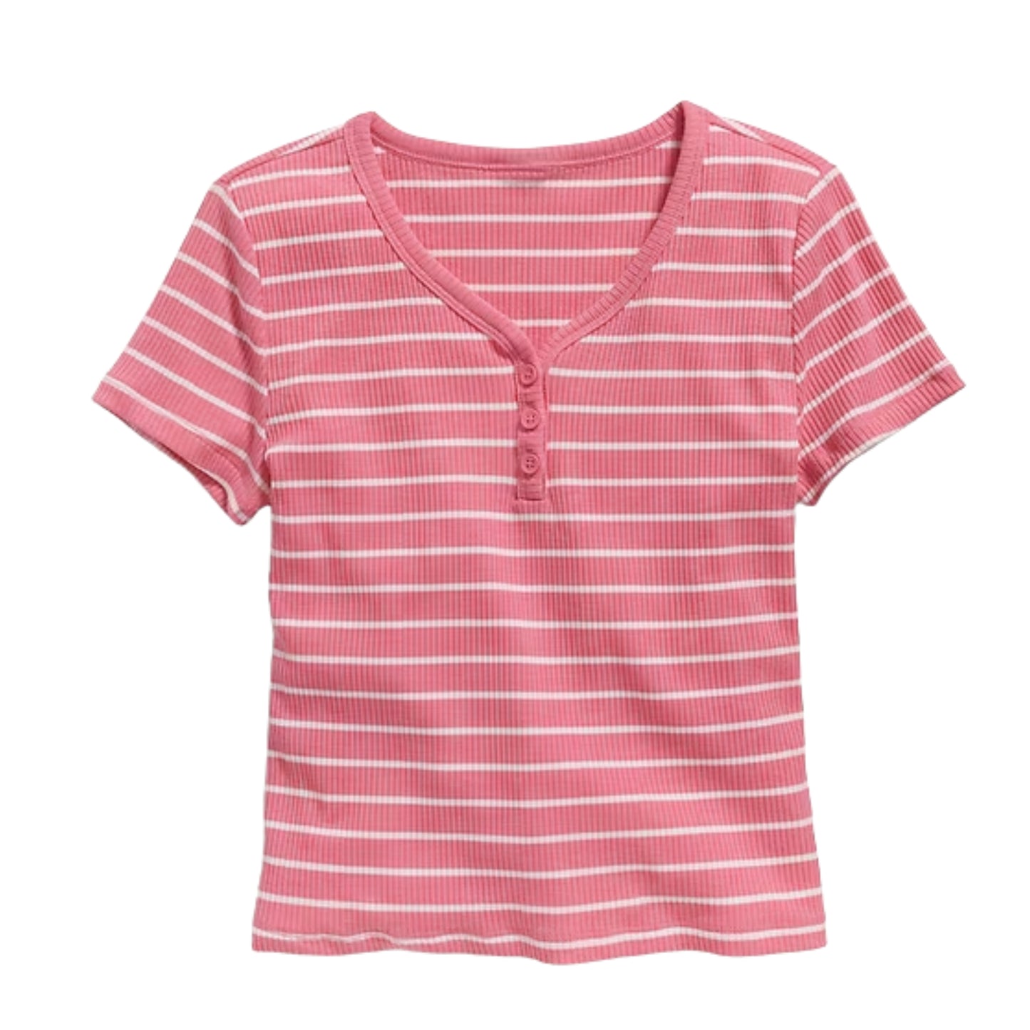 OLD NAVY - Rib-Knit Short-Sleeve Striped Henley T-Shirt