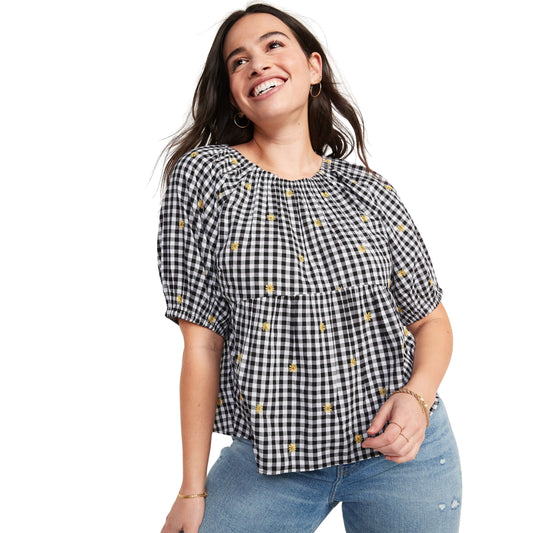 OLD NAVY - Patterned Puff-Sleeve Swing Top