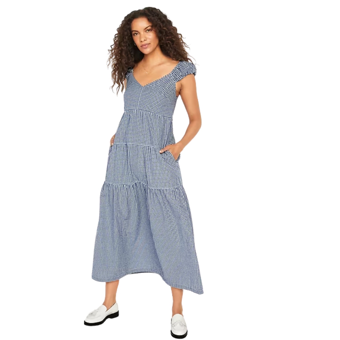 OLD NAVY - Fit & Flare Tiered Seersucker All-Day Maxi Dress