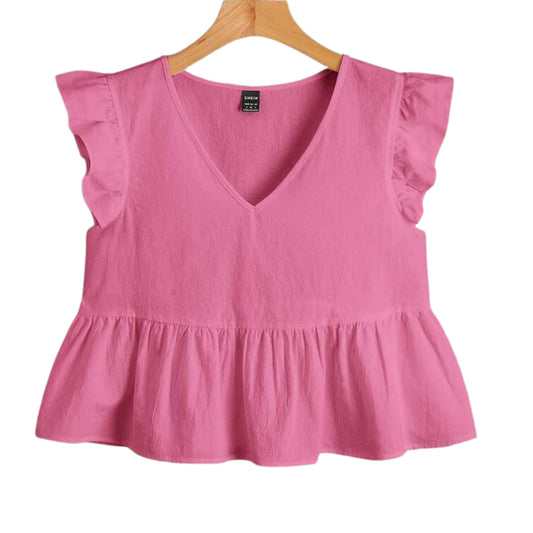 SHEIN -  Ruffle Trim Peplum Top