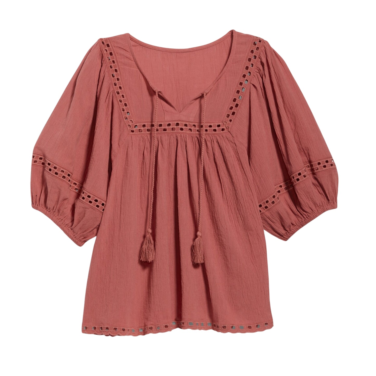 OLD NAVY - Elbow-Length Lace-Trimmed Poet Blouse