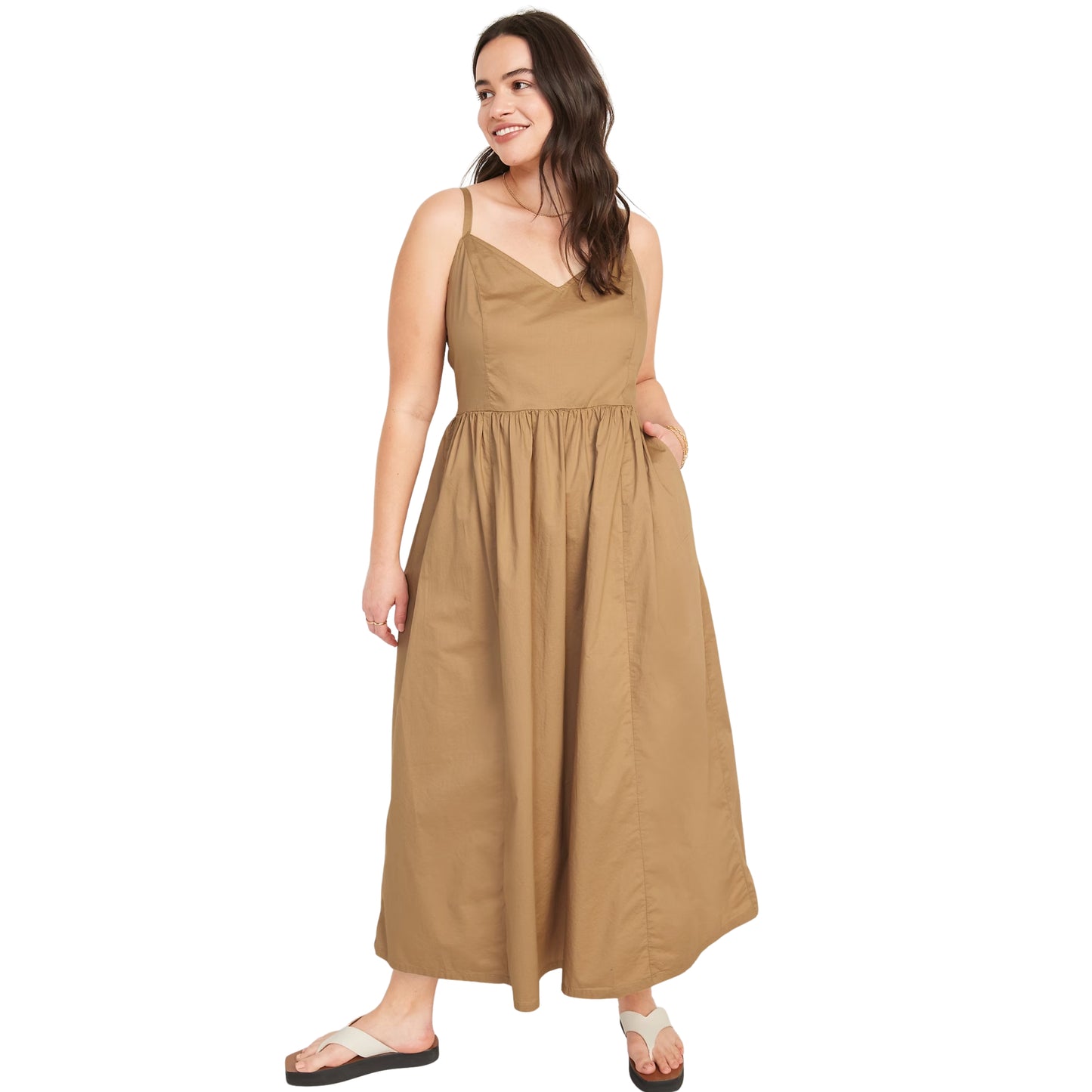 OLD NAVY - Cotton-Poplin Cami Maxi Swing Dress