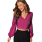 SHEIN -  Lantern Sleeve Button Front Crop Top