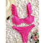 SHEIN - Ribbed Bikini Set Ruffle Underwire Bra & Ruched Cheeky Bottom 2 Pcs