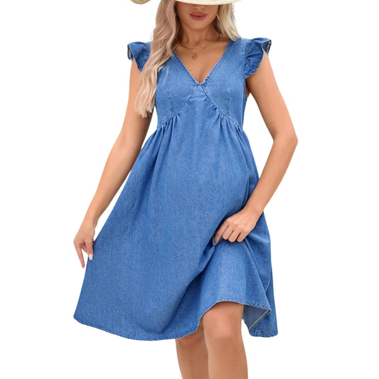 SHEIN -  V Neck Backless Loose Maternity Dress