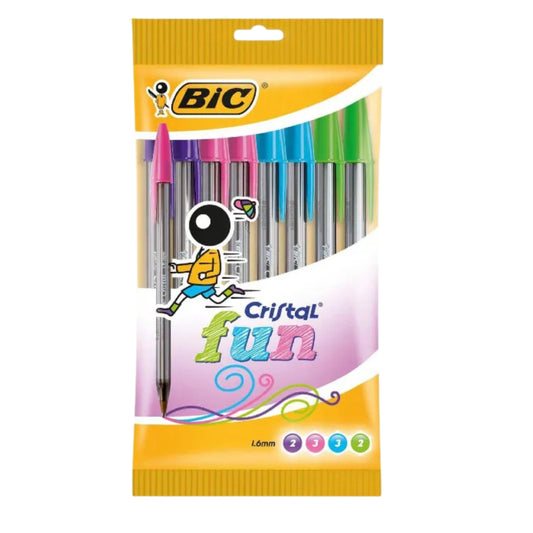 BIC - Cristal Fun Ballpoint Pens (Pack of 8)