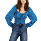 KINGSTON GREY - Smocked Blouson-Sleeve Tie-Neck Top