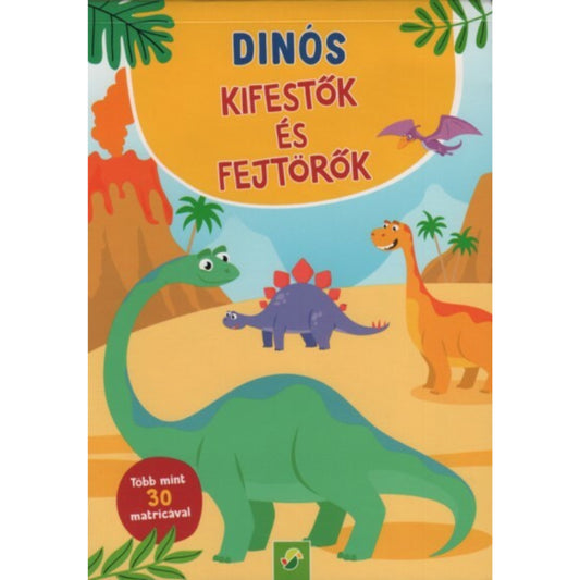 Dinosaur coloring pages and puzzles - With over 30 stickers