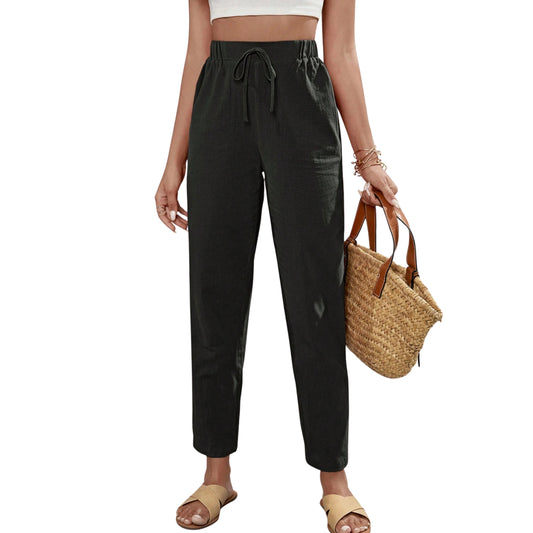 SHEIN -  High Waist Tie Front Tapered Pants
