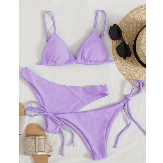 SHEIN - Matching 3 Pack Side Tie Triangle Bikini Set for Summer Beach