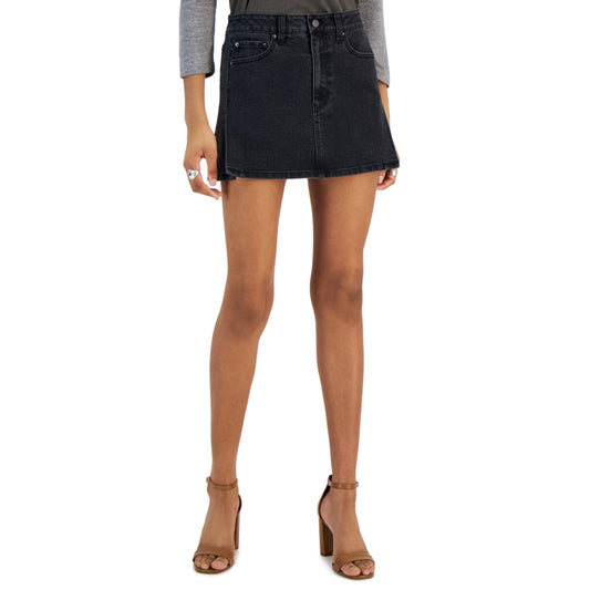 TINSELTOWN - Side-Slit Denim Mini Skirt