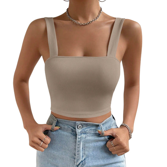 SHEIN - Ribbed Knit Cropped Tank Top