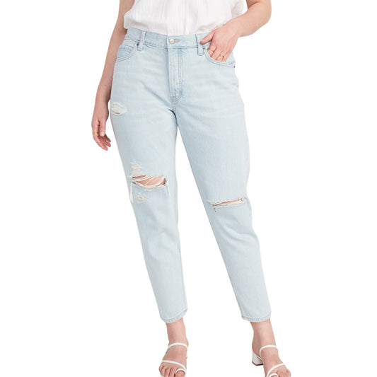 OLD NAVY - Mid-Rise Slouchy Taper Cropped Ripped Non-Stretch Jeans