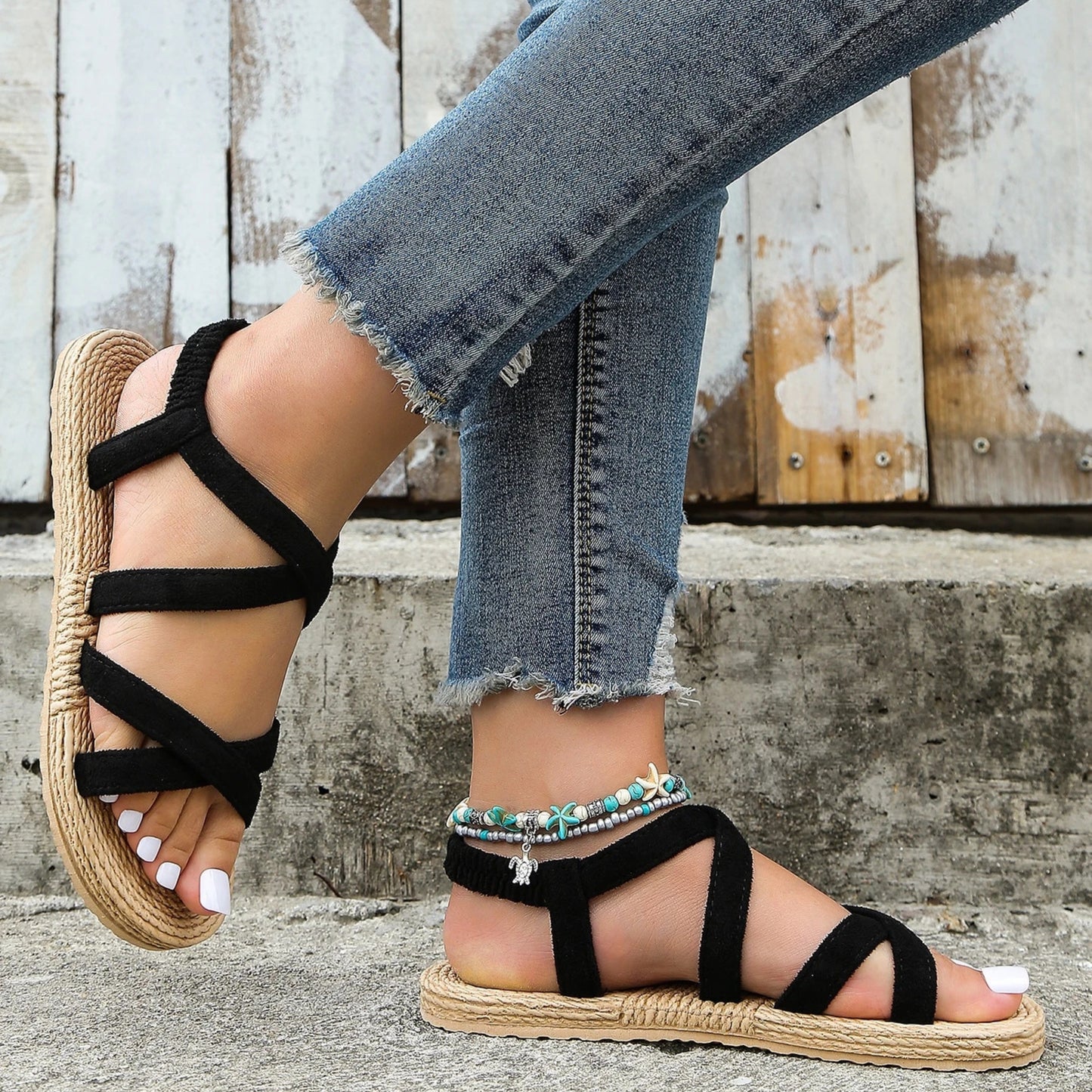 SHEIN -  Crossover Strap Slingback Sandals