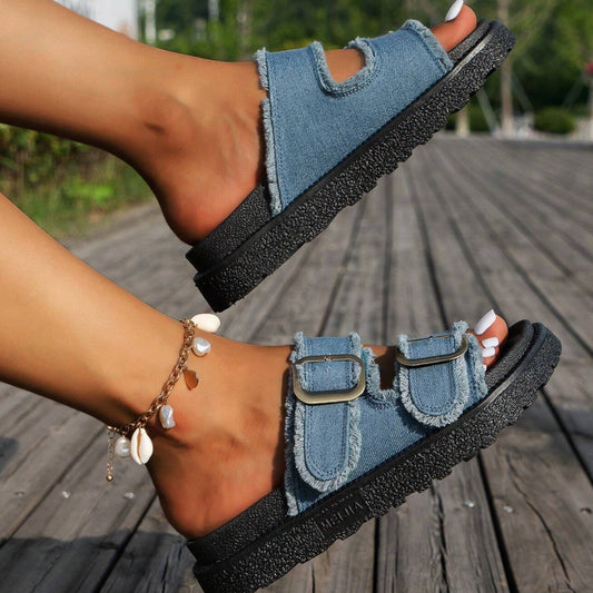SHEIN - Fringed Casual Vacation Style Slip-On Slipper