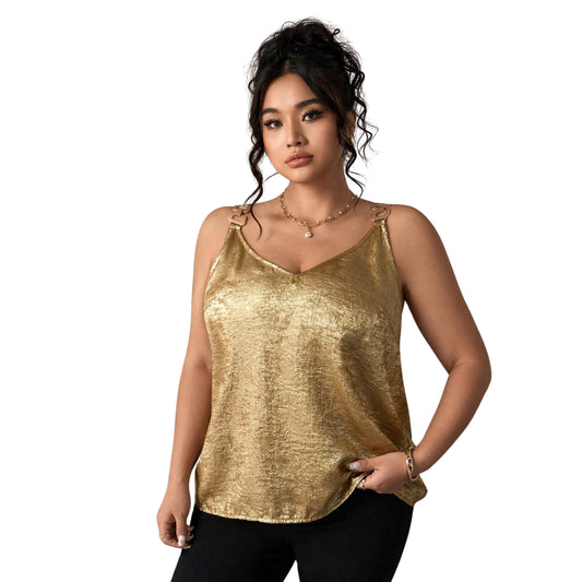 SHEIN -  Plus Size V-Neck Foil Print Camisole Blouse