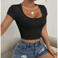 SHEIN - Crew Neck Crop Top