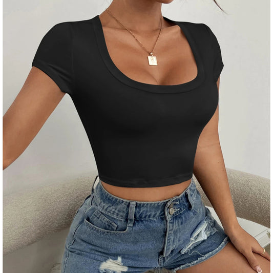 SHEIN - Crew Neck Crop Top